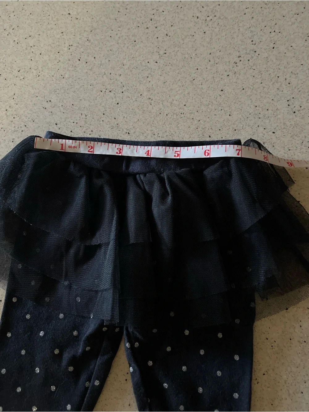 Girls Navy Tulle Skirted Leggings with Sparkle Dots